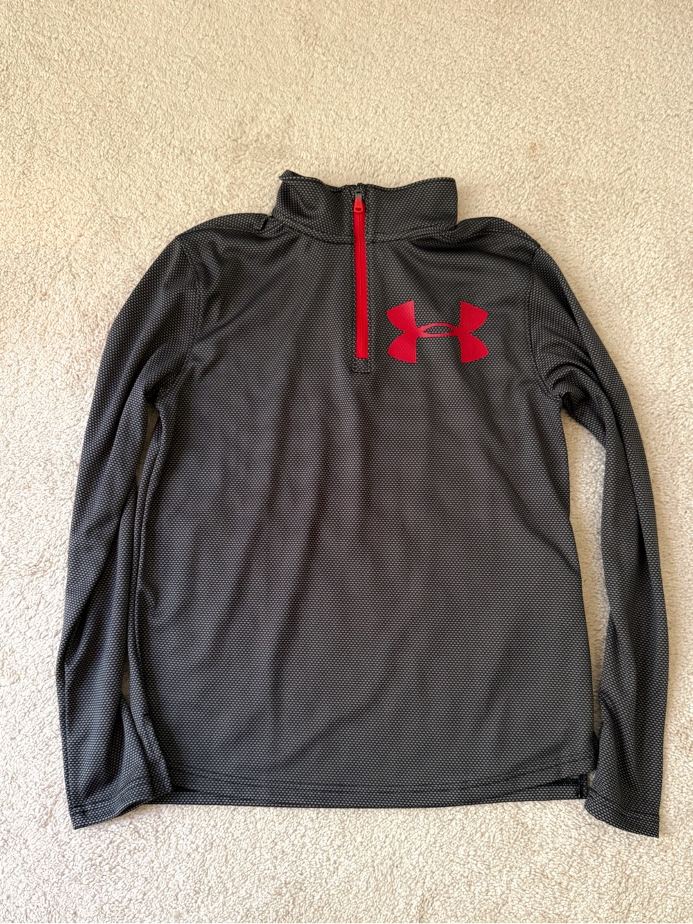 Under Armour Charcoal Gray Quarter-Zip Pullover with Red Logo